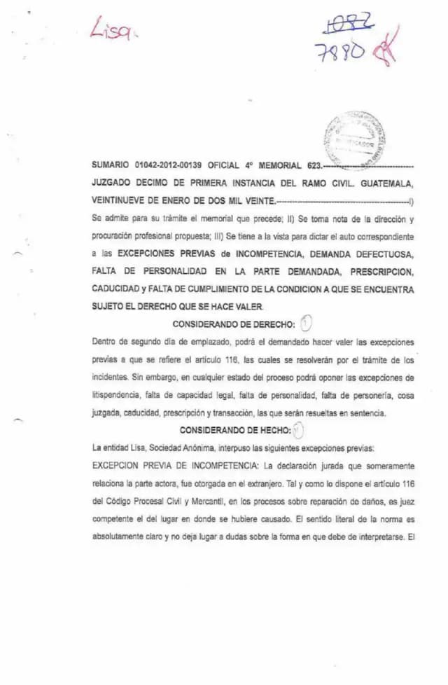El Juzgado Décimo Civil acogió la excepción de falta de cumplimiento de la condición interpuesta por Lisa, S.A., al determinar que la exclusión como socia no era firme, y dio por terminado el juicio sumario de daños promovido por El Llano, S.A.