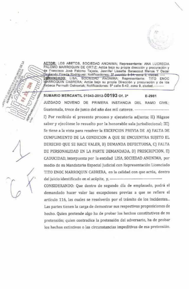El Juzgado Noveno de Primera Instancia declaró con lugar la excepción de falta de condición planteada por Lisa, S.A., al determinar que la exclusión como socia no era definitiva y la demanda de daños y perjuicios resultaba prematura.