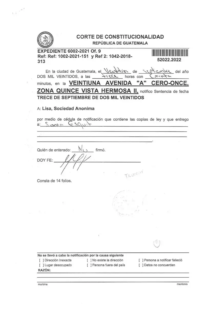 La Corte de Constitucionalidad denegó por notoriamente improcedente el amparo de Avícola Las Margaritas contra la Cámara Civil, dejando firme el rechazo de la prescripción extintiva de dividendos de Lisa, S.A.