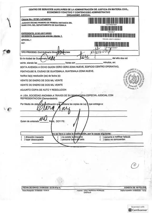El Juzgado Undécimo de Primera Instancia Civil acogió la excepción de demanda defectuosa interpuesta por Lisa, S.A. y rechazó el juicio ordinario de prescripción de dividendos de San José El Recuerdo por haberse tramitado en vía ordinaria en lugar de sumaria.